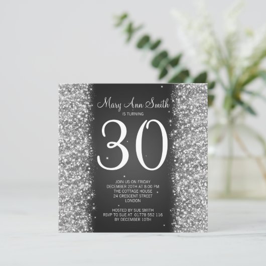 Invitation 30e anniversaire Parties scintillant d'étincelle N (Debout devant)