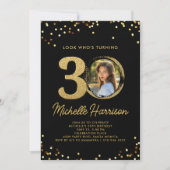 Invitation 30e anniversaire Parties scintillant d'or Confetti (Devant)
