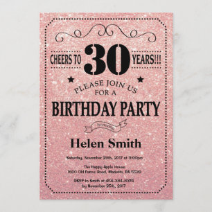 Invitation 30e anniversaire Parties scintillant d'or noir et