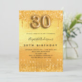 Invitation 30e anniversaire parties scintillant or gouttes (Debout devant)