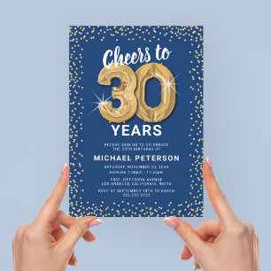 Invitation 30e Anniversaire Party Blue Gold