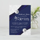 Invitation 30e anniversaire Pearl Design - Marine et Blanc (Debout devant)