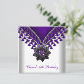 Invitation 30e Anniversaire Perles violettes blanc (Debout devant)