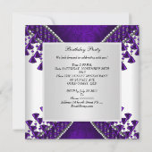 Invitation 30e Anniversaire Perles violettes blanc (Dos)