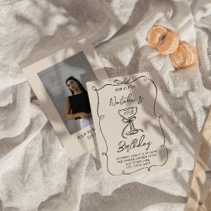 Invitation 30e Anniversaire Photo Martini Noir Blanc Nœud Pap