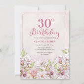 Invitation 30e anniversaire Pink Floral (Devant)