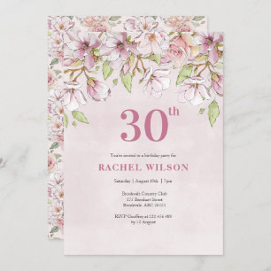 Invitation 30e anniversaire Pink Floral