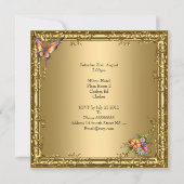Invitation 30e anniversaire Pink Floral Butterfly Bronze Or (Dos)