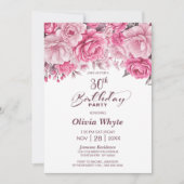 Invitation 30e anniversaire Pink Floral Party (Devant)