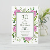 Invitation 30e anniversaire Pink Hydrangeas (Debout devant)