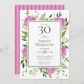 Invitation 30e anniversaire Pink Hydrangeas (Devant / Derrière)