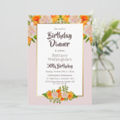 Invitation 30e anniversaire Pink Orange Gold Floral Party (Debout devant)