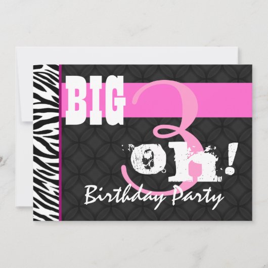 Invitation 30e anniversaire Pink Zebra C431 Modèle (Devant)