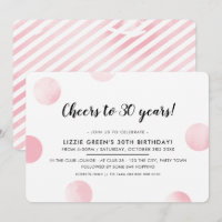 30E ANNIVERSAIRE pois d'aquarelle rose