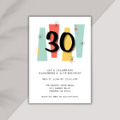 Invitation 30e anniversaire Retro Midsiècle moderne coloré