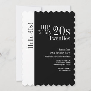 Invitation 30e anniversaire RIP 20 ans Bonjour 30 ans Fête No