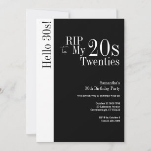 Invitation 30e anniversaire RIP 20 ans Bonjour 30 ans Fête No