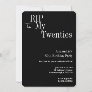 Invitation 30e anniversaire RIP 20 ans Soirée Noir et Blanc
