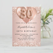 Invitation 30e anniversaire rose ballons d'or luxueux (Debout devant)