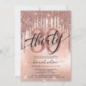 Invitation 30e anniversaire Rose de fête Gold tendance Invita (Devant)