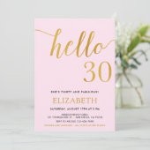Invitation 30e anniversaire rose et or Bonjour 30 (Debout devant)