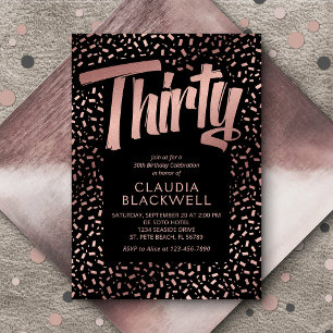 Invitation 30e anniversaire Rose Gold Confetti