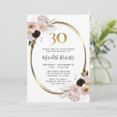 Invitation 30e anniversaire Rose Gold Metallic Floral Party (Debout devant)