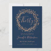 Invitation 30e anniversaire Rose Gold Navy Confetti (Devant)