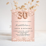 Invitation 30e anniversaire rose or blush parties scintillant<br><div class="desc">Pour un 30ème anniversaire élégant. Un arrière - plan rose en or. Décoré d'or rose, parties scintillant rose, étincelant. Personnalisez et ajoutez un nom, ainsi que les détails du parti. Le nom est écrit avec un script de style écrit à la main, numéro 30 avec des polices de style ballon....</div>