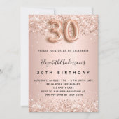 Invitation 30e anniversaire rose parties scintillant blush él (Devant)