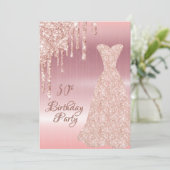 Invitation 30e anniversaire rose robe d'or parties scintillan (Debout devant)