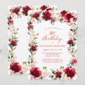 Invitation 30e anniversaire Rose rose rose rose rose rose ros (Devant / Derrière)