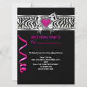 Invitation 30e anniversaire rose Zebra Black Champagne (Dos)