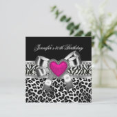 Invitation 30e anniversaire rose Zebra Black Leopard (Debout devant)