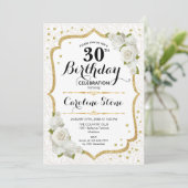 Invitation 30e anniversaire - Roses blanches d'or (Debout devant)