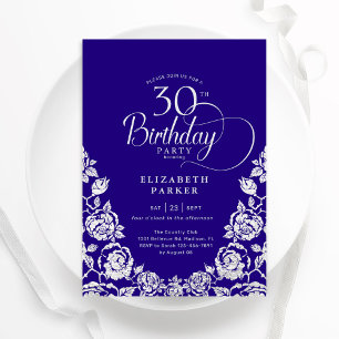 Invitation 30e anniversaire Roses d'argent violet