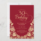 Invitation 30e anniversaire Roses d'or rouge (Devant)
