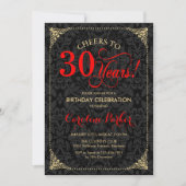Invitation 30e anniversaire - Rouge Gold Black Damask (Devant)
