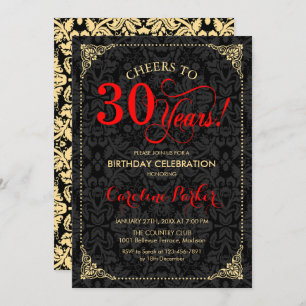 Invitation 30e anniversaire - Rouge Gold Black Damask