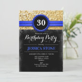 Invitation 30e anniversaire - Royal Blue Black Gold - TOUTE A (Debout devant)