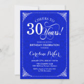 Invitation 30e anniversaire - Royal Blue White Damask (Devant)
