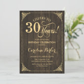 Invitation 30e anniversaire - Rustic Wood Gold (Debout devant)
