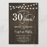 Invitation 30e anniversaire - Rustic Wood Motif<br><div class="desc">Rustic 30th Birthday Invitation Design simple rustique avec motif en bois brun foncé et lumières à cordes de fées. Fonctionne la police de script. Bravo à 30 ans ! Peut être personnalisé à tout âge! Message-moi si vous avez besoin d'une personnalisation plus poussée.</div>