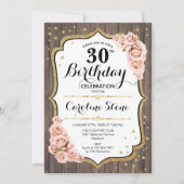 Invitation 30e anniversaire rustique - Roses roses roses rose (Devant)