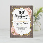Invitation 30e anniversaire rustique - Roses roses roses rose (Debout devant)