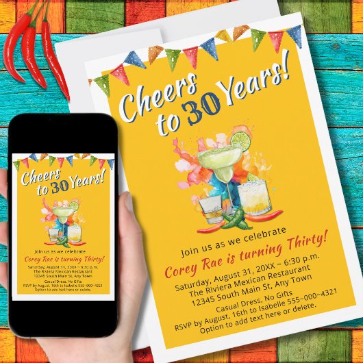 Invitation 30e anniversaire Salutations à 30 ans Margarita Fi