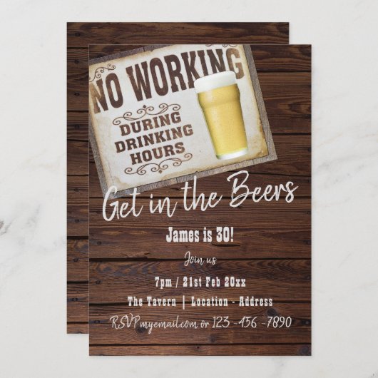Invitation 30e anniversaire Salutations aux bières Hommes Inv (Devant / Derrière)