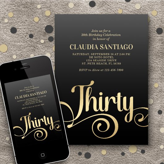 Invitation 30e anniversaire Script moderne