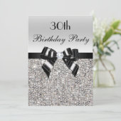 Invitation 30e anniversaire Séquin argenté noir Bow Diamond (Debout devant)