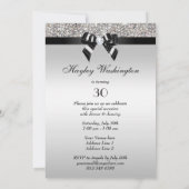 Invitation 30e anniversaire Séquin argenté noir Bow Diamond (Dos)